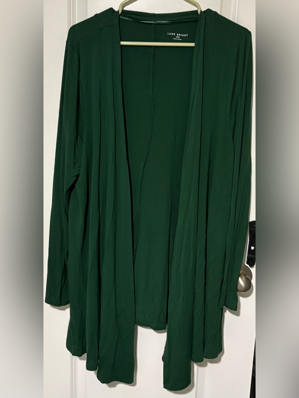 Lane Bryant Forest Green Draped Open-Front Cardigan